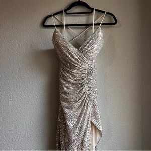 Cinderella Divine Gold Sequin Prom Dress S Small